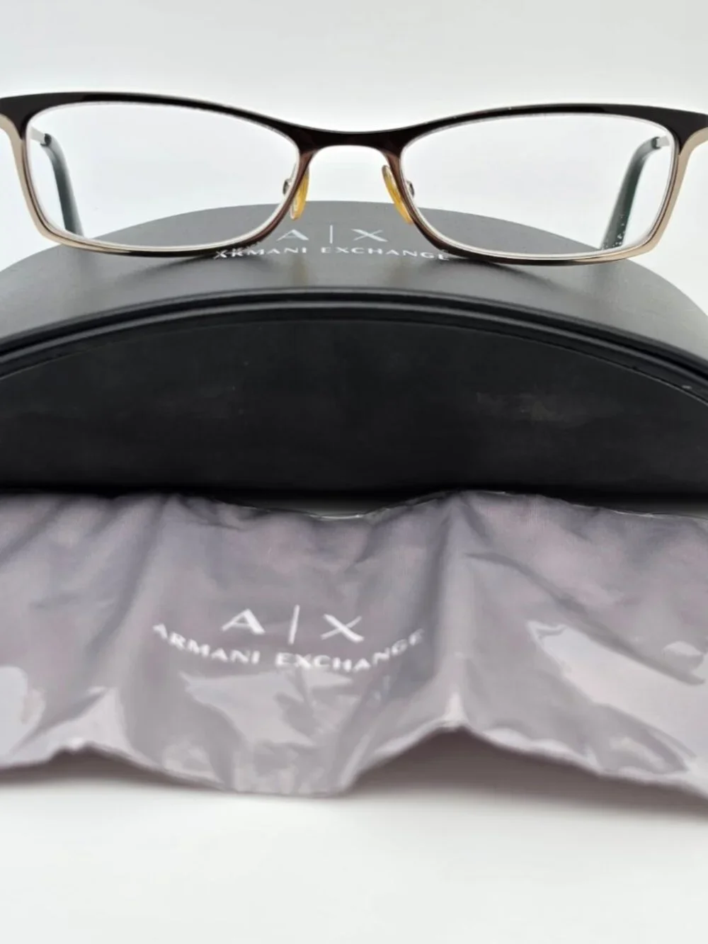 Armani Exchange AX235 17X Black Silver Eyeglasses Frame w/ Flexhinge and Case